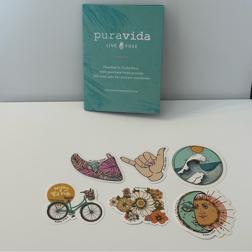 Pura Vida Summer Exclusive Sticker Pack- Lot Of 6 Stickers Celestial Surfer- NEW